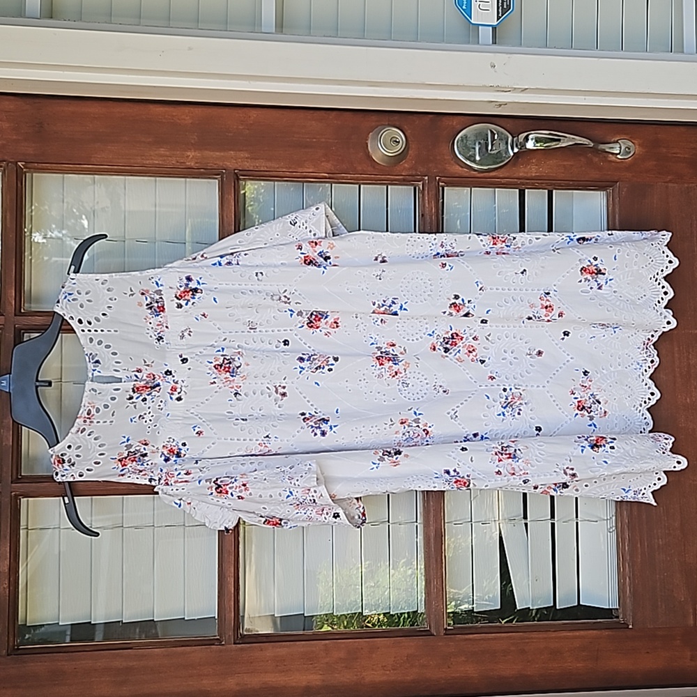 Loft Floral Cold Shoulder Eyelet Summer Dress - Picture 6 of 7